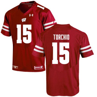 Men's Wisconsin Badgers NCAA #15 John Torchio Red Authentic Under Armour Stitched College Football Jersey PF31E54DX